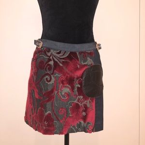 Custo Barcelona multi-media denim skirt. Sz 2